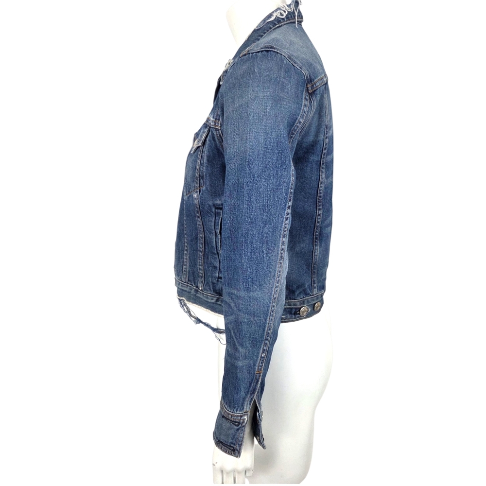 Rag & Bone Distressed Denim Jacket Womens XS Blue Jean Destroyed - Picture 5 of 13